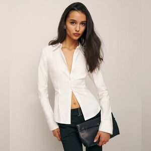 Reformation Jodie Button Down White Shirt size 2